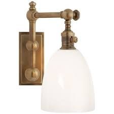 Wall Lamp-Burnished Brass/White Glass