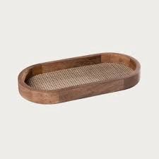 Tray-Mango Wood/Rattan-Oval