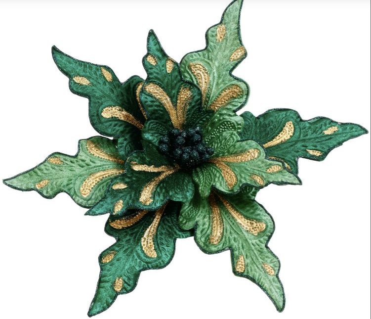 ChrisOrn-Glitter Poinsettia Clip-12x4in