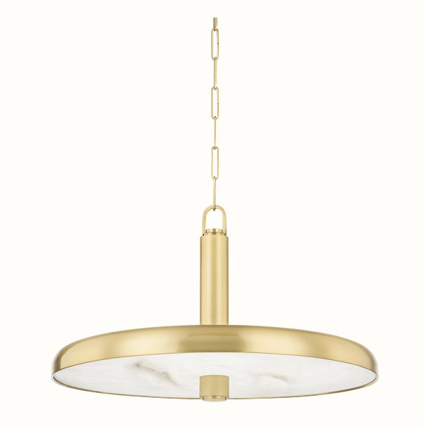 Pendant-Aged Brass/Alabaster