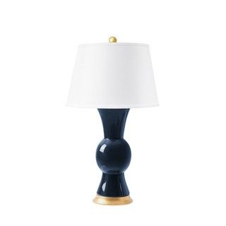 Table Lamp-Navy/White/Gold-Porcelain