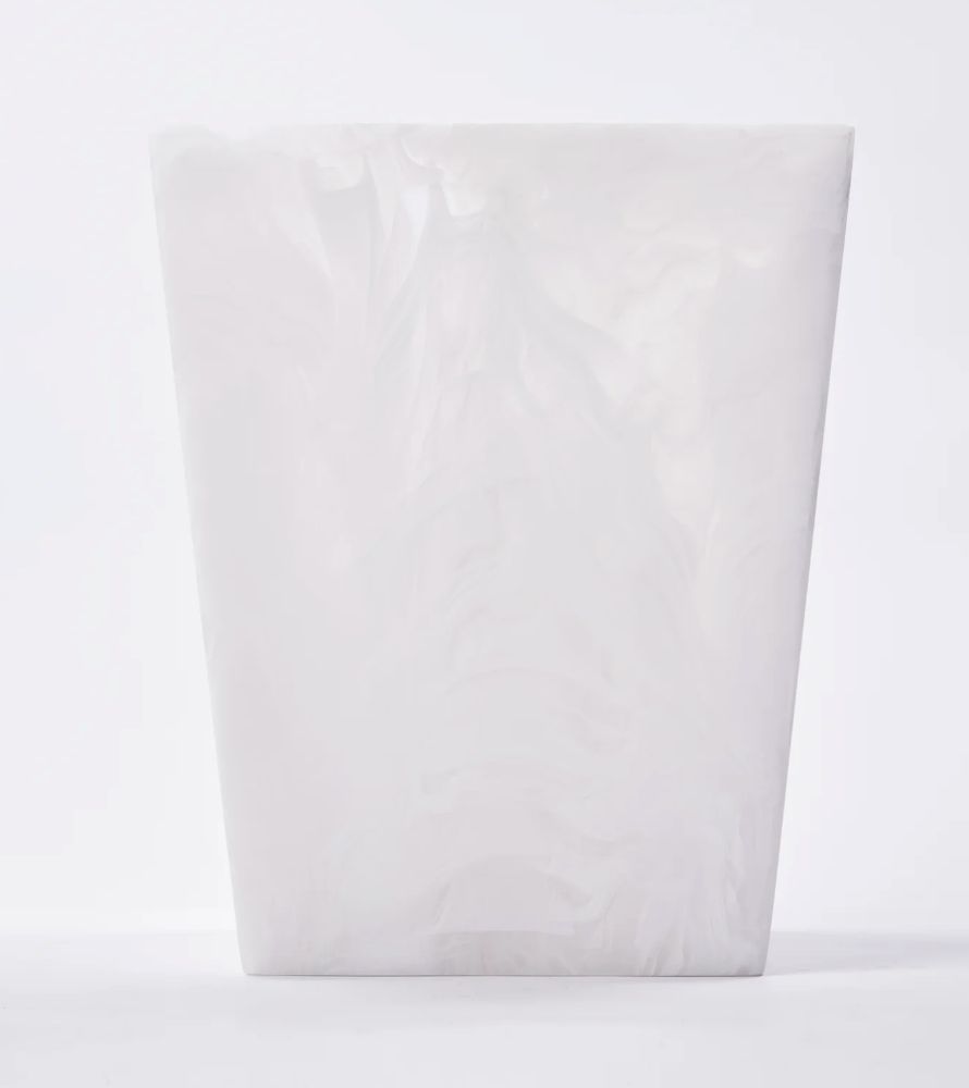 Waste Basket-White Swirl-Square