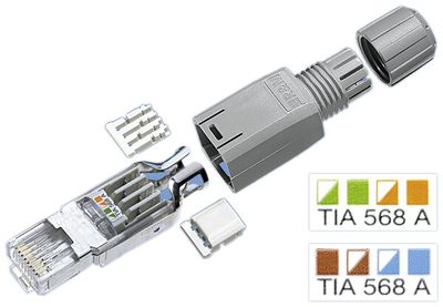 Feldstecker R&amp;M FM45, RJ45/s/u Kat.5e AWG23…26, gerade, grau