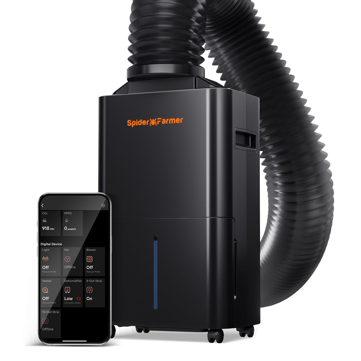 2025 New Spider Farmer® 32 Pint Dehumidifier – Smart Control with RJ12 Cable &amp; Drain Hose, Ideal for Grow Tent &amp; Grow Room