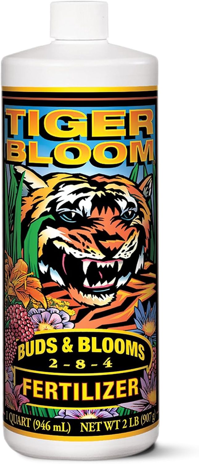 FoxFarm Tiger Bloom Liquid Fertilizer Concentrate - Fast Acting Formula for Vicious Growth with Phosphorus - Encourages Fruit, Flower &amp; Bud Development, NPK 2-8-4 (Quart)