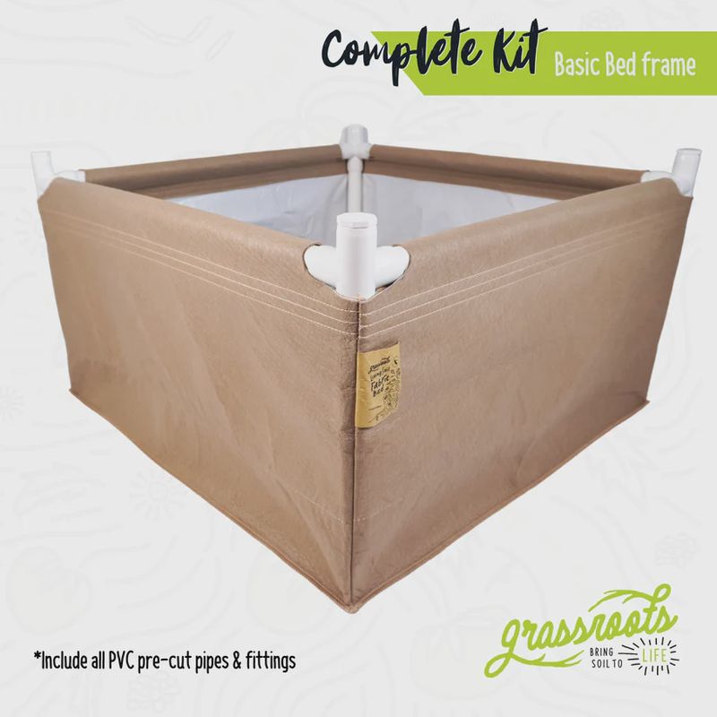 Complete Kit Living Soil Fabric Bed, 3x3x1.5