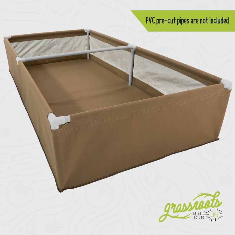 Living Soil Fabric Bed, 2x4x1.5 w/ Trellis Fittings