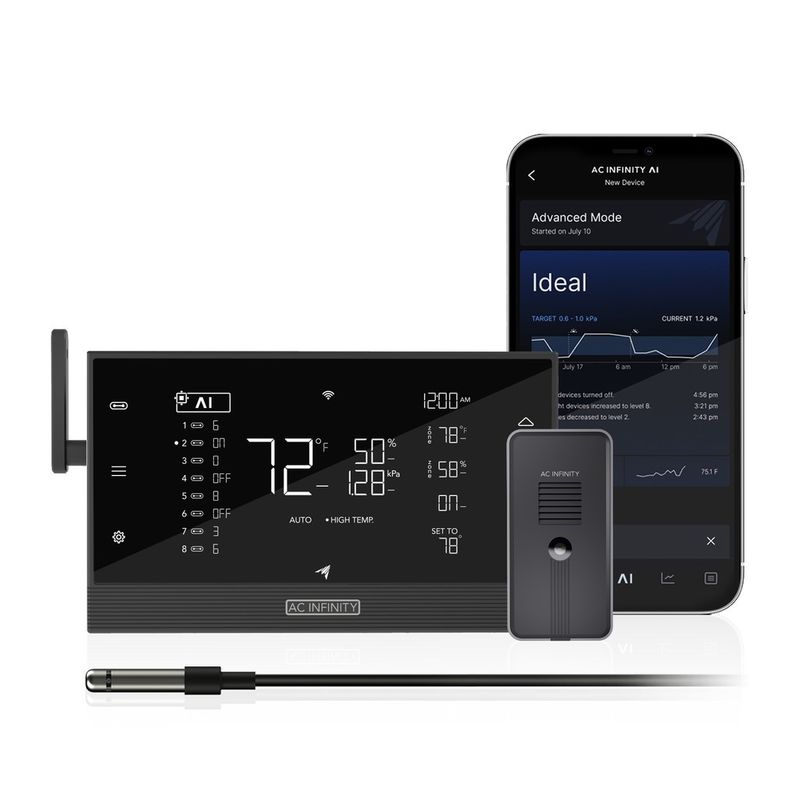 CONTROLLER AI+ with CO2 Sensor, AI-Powered Learning, CO2 Data Tracking for Optimized FAE, Temp, Humidity, and VPD Monitoring for Dynamic Level Adjusting Bluetooth &amp; WiFi App
