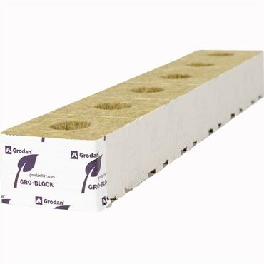 Grodan® Improved Gro-Block™ Strip - 4in - Small - GR6.5 - 4in x 4in x 2.6in - Pre-Cut Hole - Unwrapped Strips Case