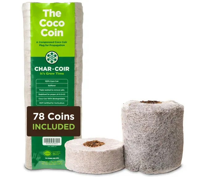 Char Coir Coco Coin, 100% RHP Certified, 78 Plugs