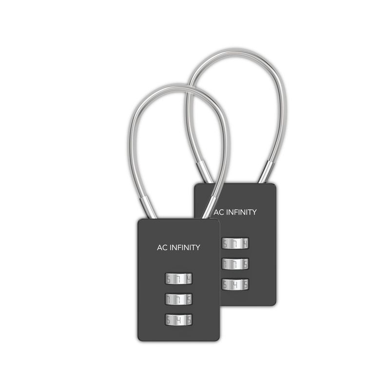 AC Infinity Combination Lock, Flexible Steel Cable Loop, 2-Pack