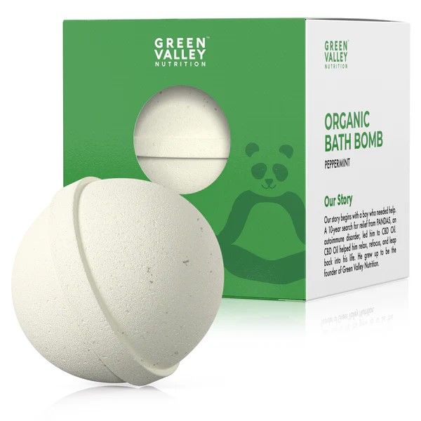 CBD Organic Bath Bombs, Type: Peppermint &amp; Green Tea