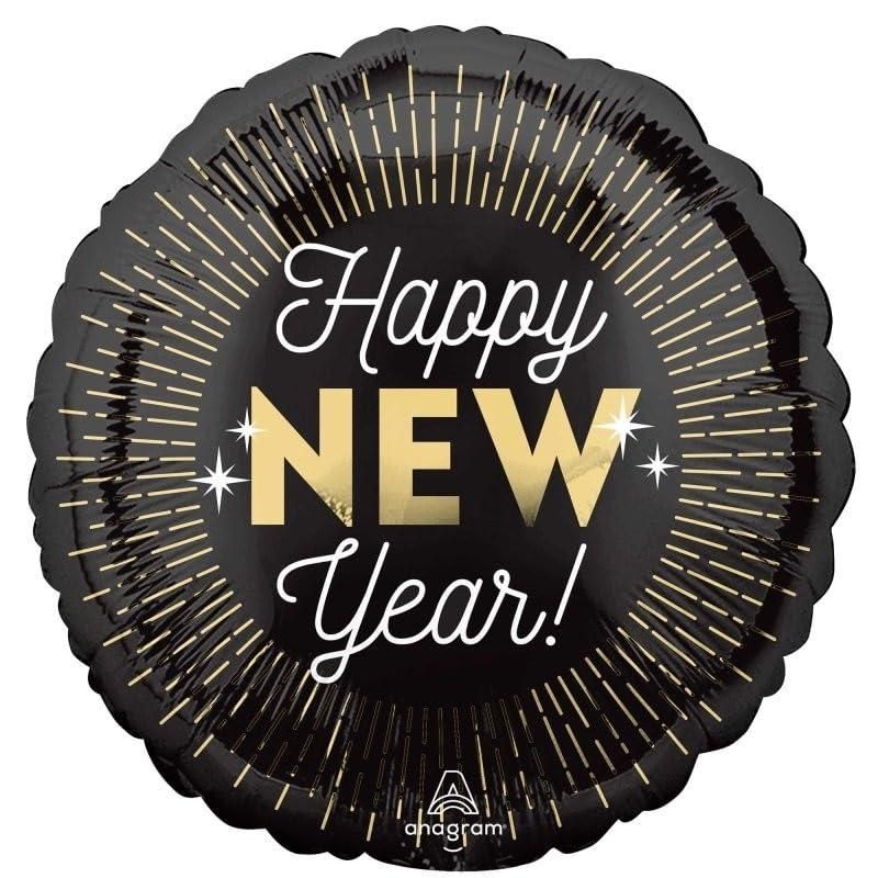 Happy New Year! Midgnight Glam Round Foil Balloon, 18 Inches, 1 Count