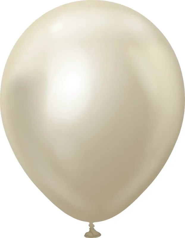 Kalisan Latex Balloons Mirror White Gold 18in - 25 pieces