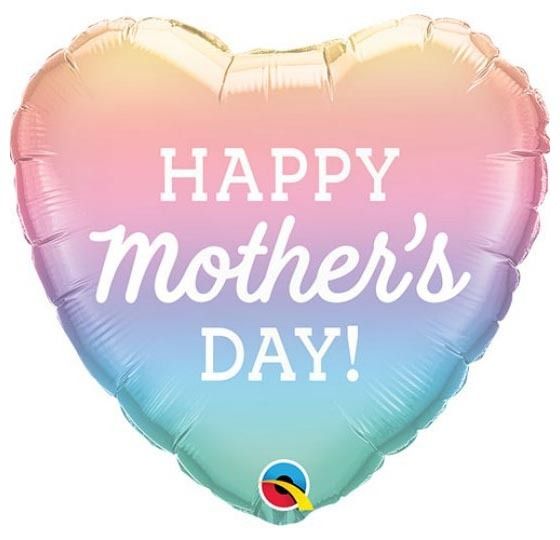 Foil Balloon Heart Mother's Day Pastel Ombre 18in
