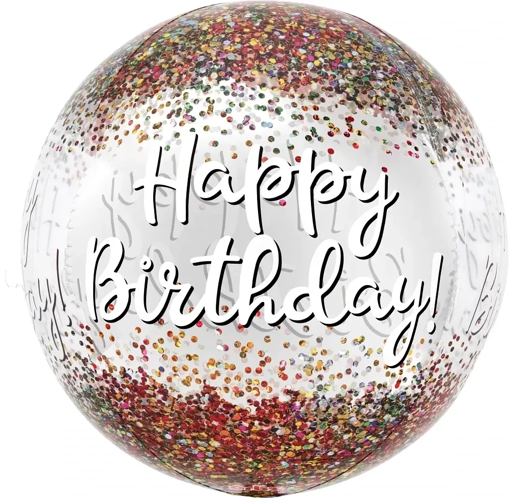 15" Happy Birthday Sequins Clear Orbz