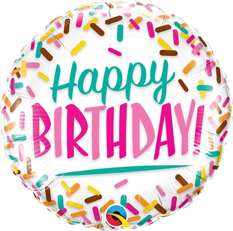 Foil Balloon Round Birthday Sprinkles 18in