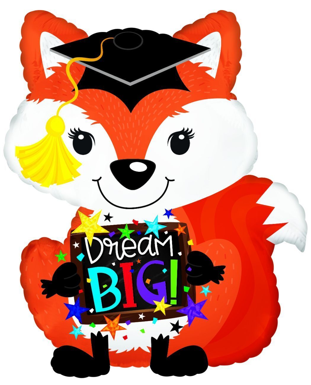 Foil Balloon Dream Big Grad Fox 22in