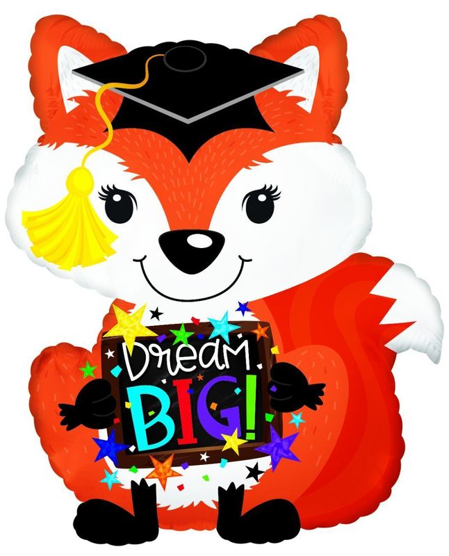 Foil Balloon Dream Big Grad Fox 22in
