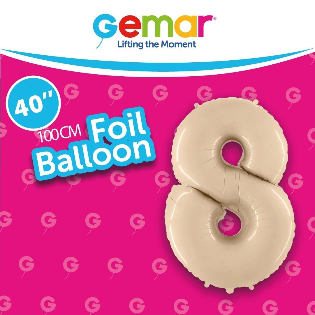 Foil Balloon Number 8 Satin Cream 40in