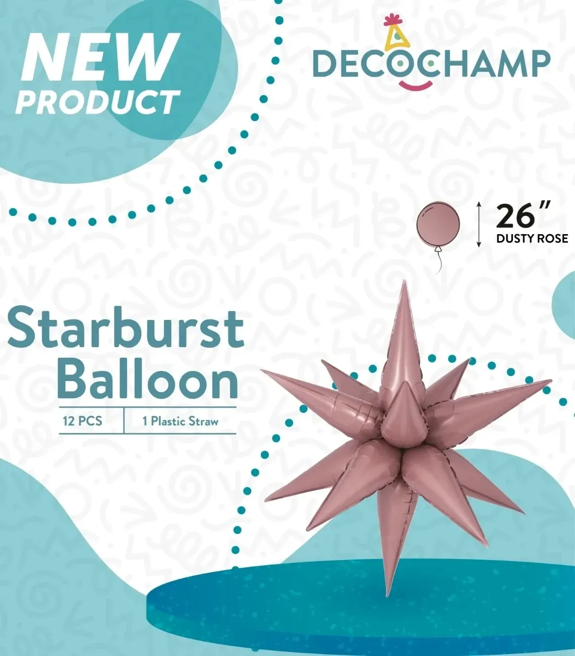 Foil Balloon Starburst Dusty Rose 26in