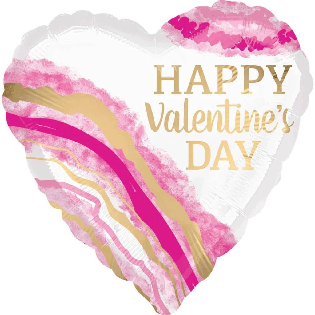 Foil balloon Valentine Watercolor Heart Geode 28in