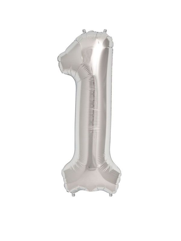 Foil Balloon Number 1 Silver 34in