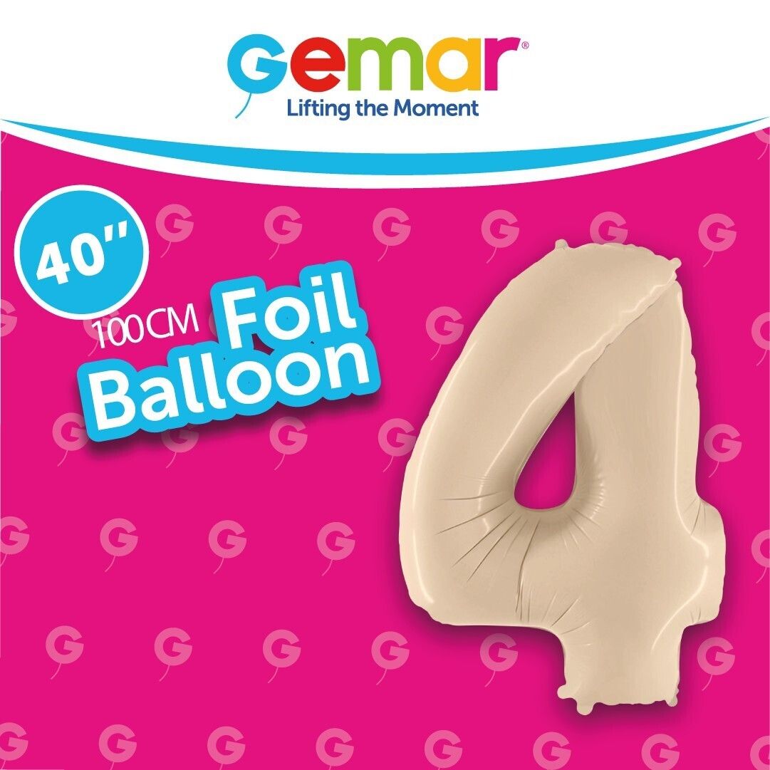 Foil Balloon Number 4 Satin Cream 40in