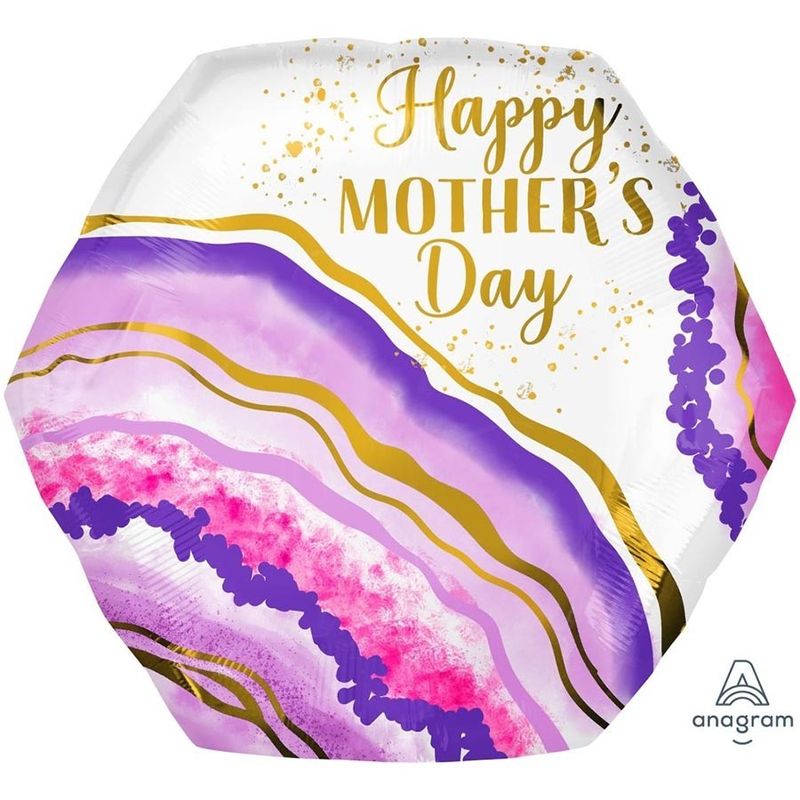 Foil Balloon Happy Mother's Day Watercolor Geode 23in