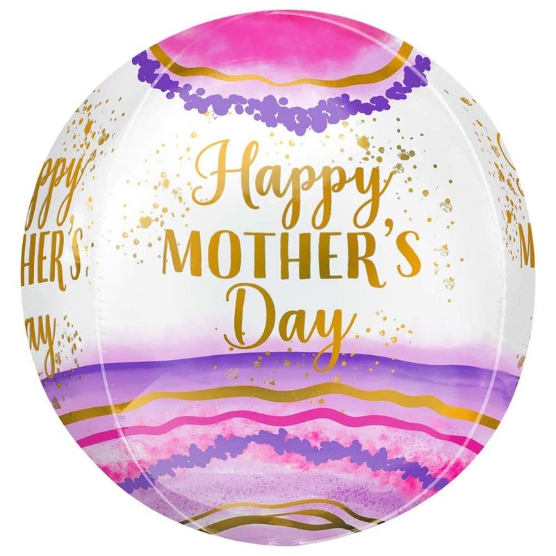Foil Balloon Orbz Happy Mother's Day Geode 15in