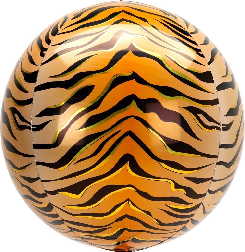 Foil Balloon Orbz Tiger Animal Print 15in