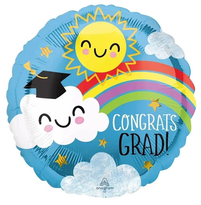 Foil Balloon Congrats Grad Rainbow 18in