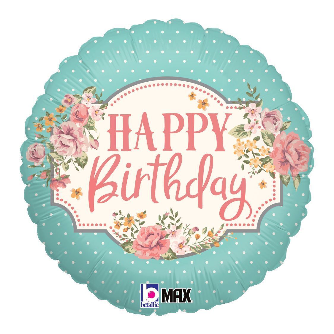 Foil Balloon Round Vintage Birthday Max Float 18in