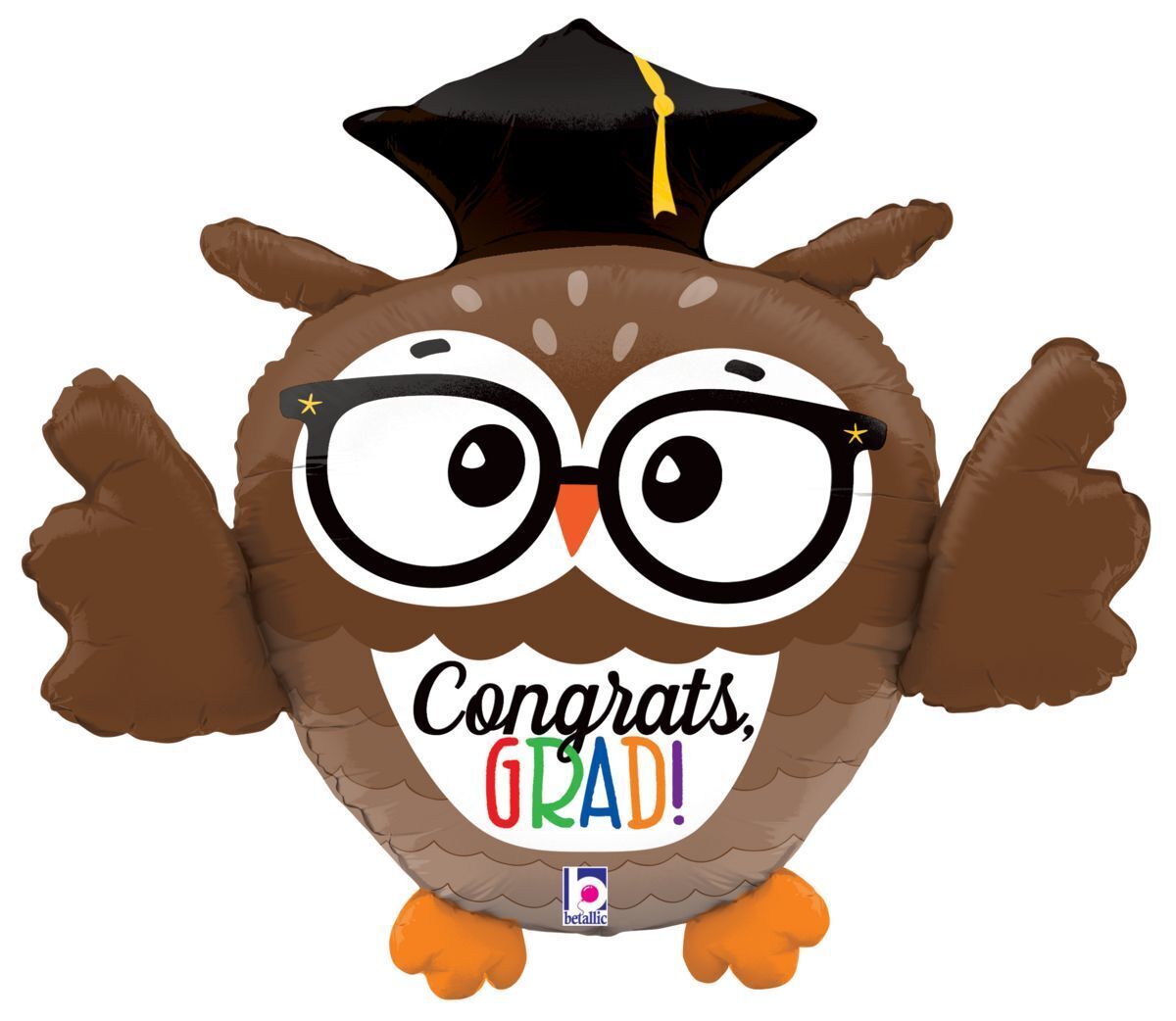 Foil Balloon Dimensional Grad Owl Shape 22in