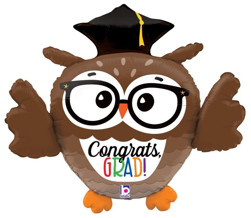 Foil Balloon Dimensional Grad Owl Shape 22in