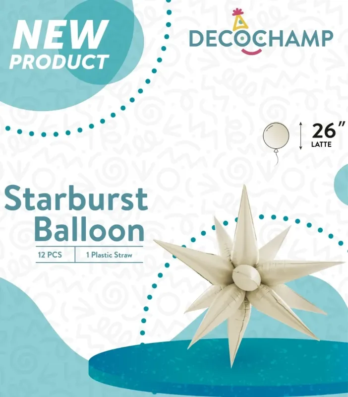 Foil Balloon Starburst Latte 26in