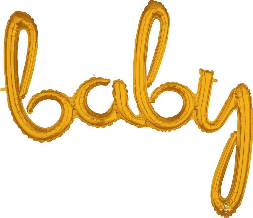 Foil balloon Baby Gold Script 39in