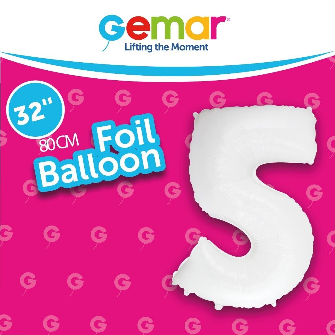 Foil Balloon Number 5 White 32in