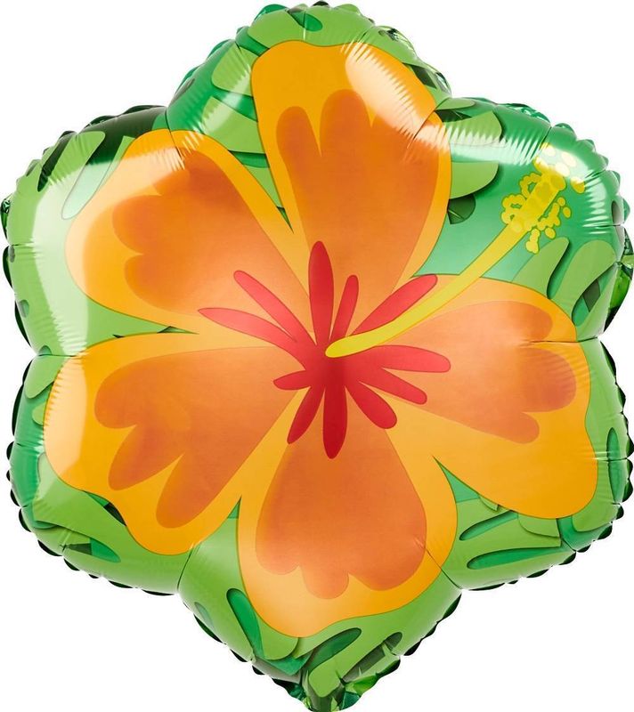 Foil Balloon Summer Orange & Purple Hibiscus 18in