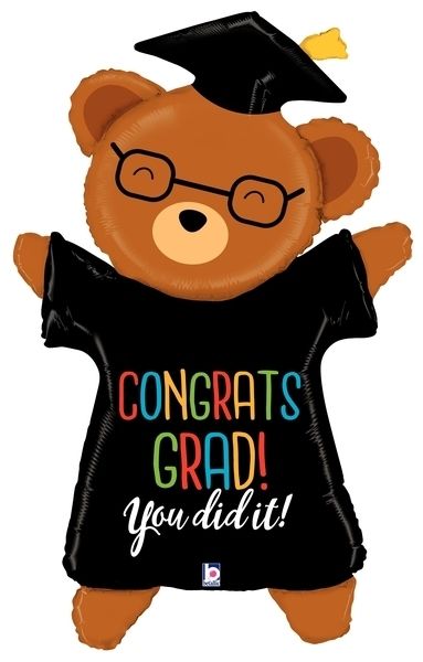 Foil Balloon Congrats Grad Bear Shape 47in