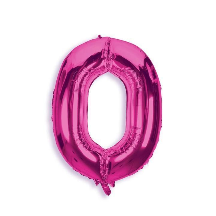 Foil Balloon Number 0 Hot Pink 34in