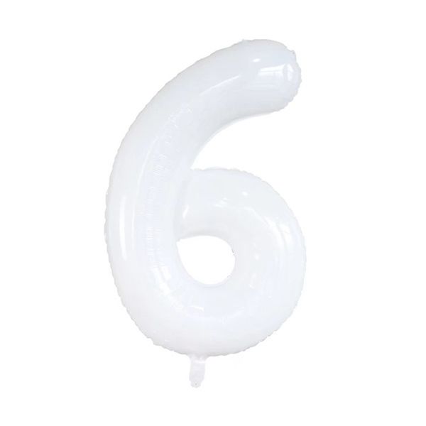 Foil Balloon Number 6 White 34in