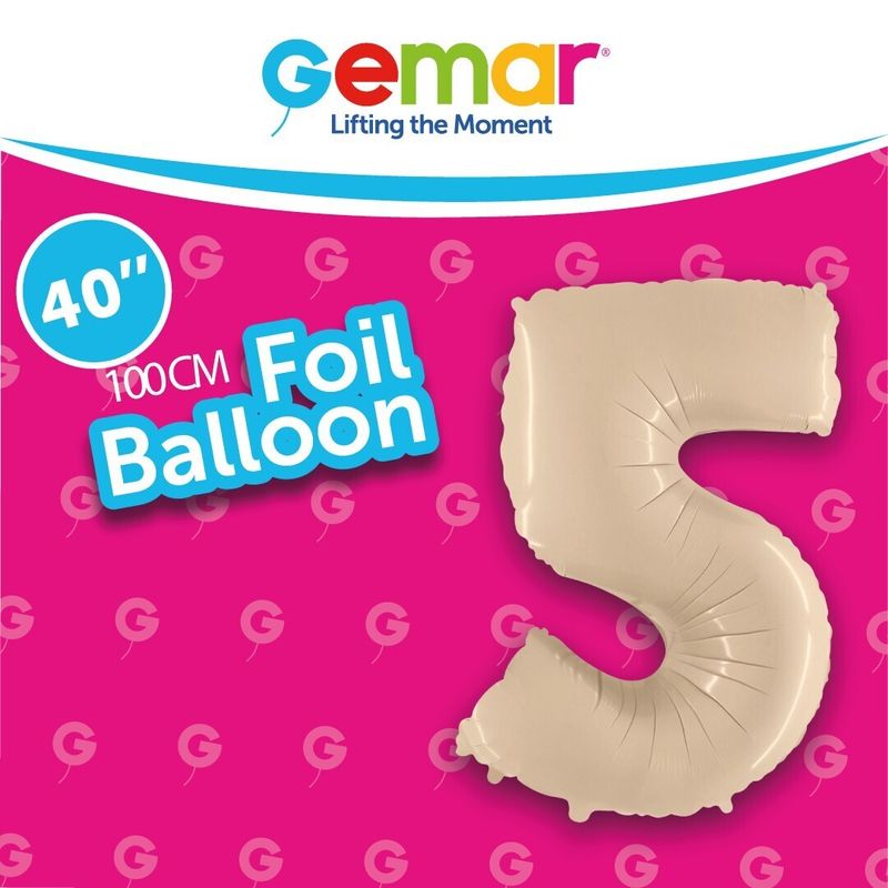 Foil Balloon Number 5 Satin Cream 40in