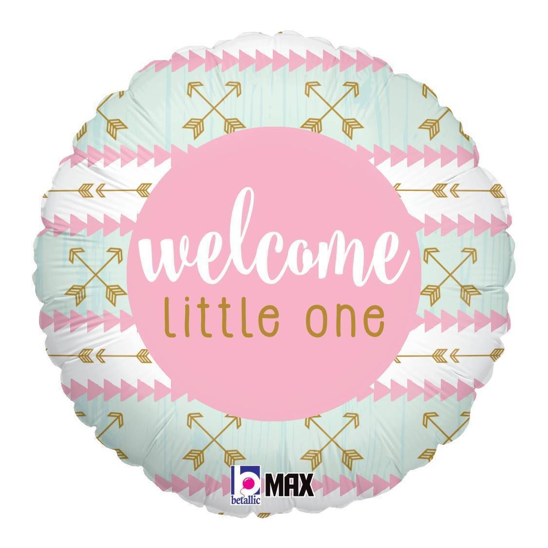 Foil Balloon Round Welcome Little One Pink Max Float 18in