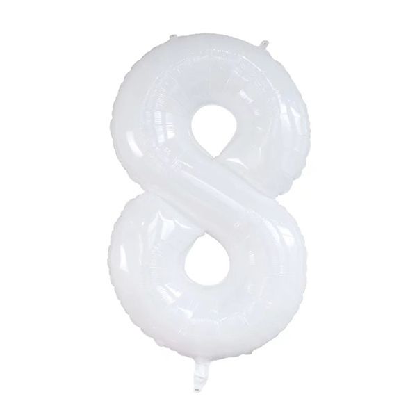 Foil Balloon Number 8 White 34in