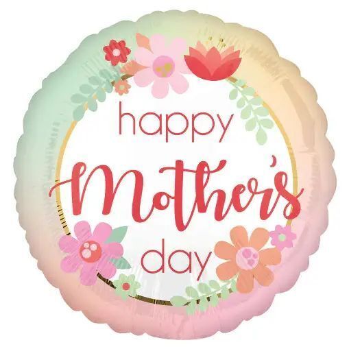 Foil Balloon Round Happy Mother's Day Filtered Ombre HX 18in