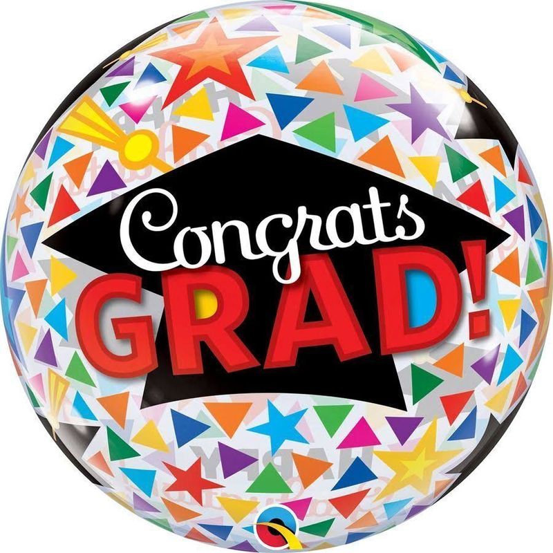 Bubble Balloon Congrats Grad Caps & Triangles 22in
