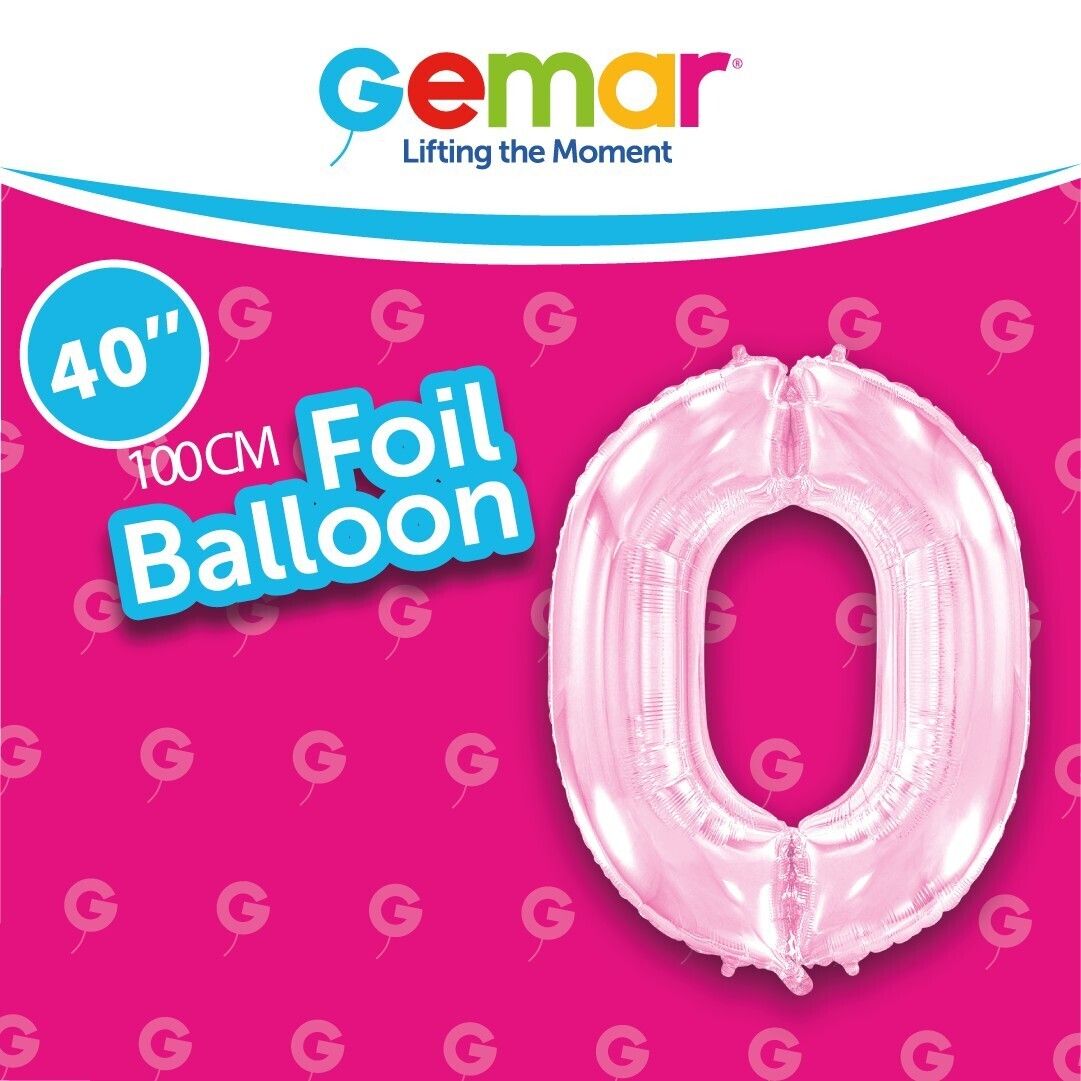 Foil Balloon Number 0 Pastel Pink 40in