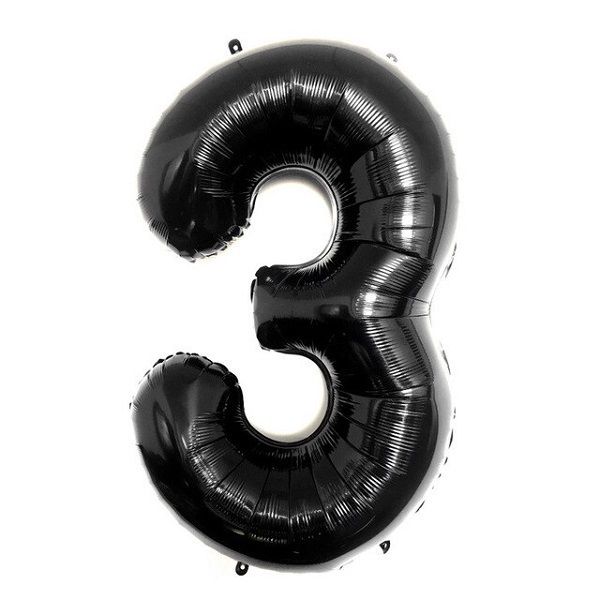 Foil Balloon Number 3 Black 34in