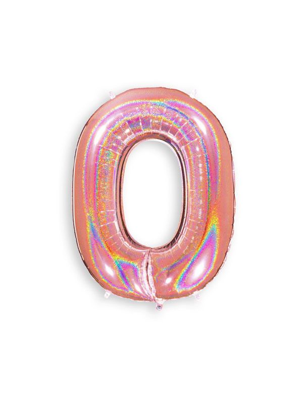 Foil Balloon Number 0 Rose Gold 34in